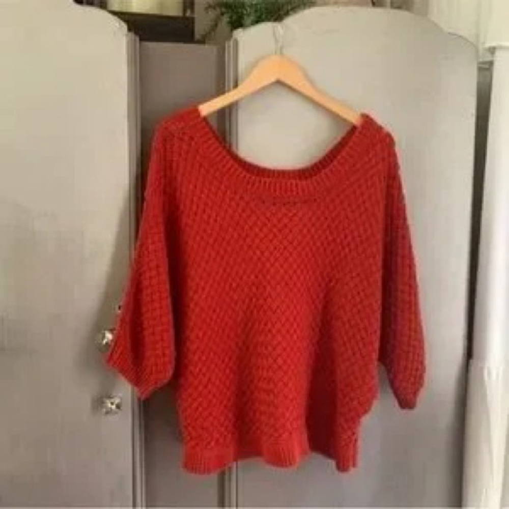 Elegant Off-the-Shoulder Red Sweater